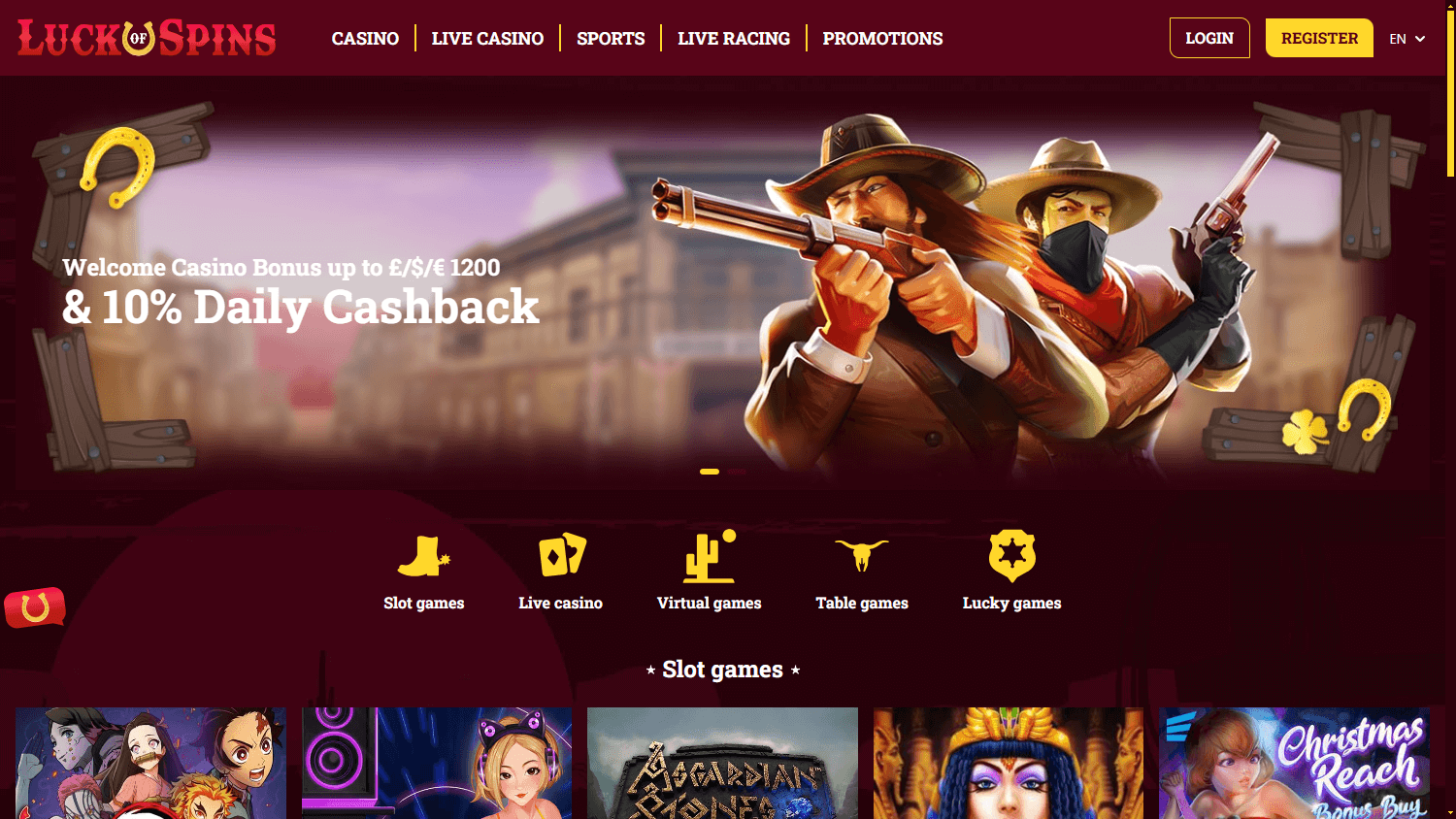 Luck of Spins Casino Desktop screenshot