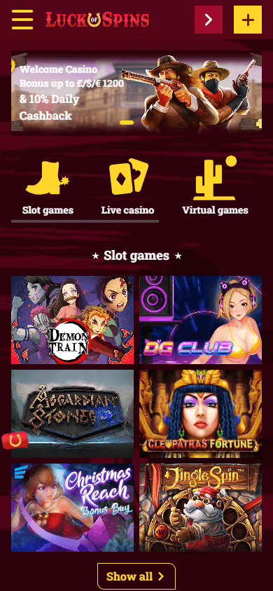 Luck of Spins Casino Mobile screenshot